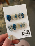 Fishy Fishy press-on nail set with blue and silver fish designs