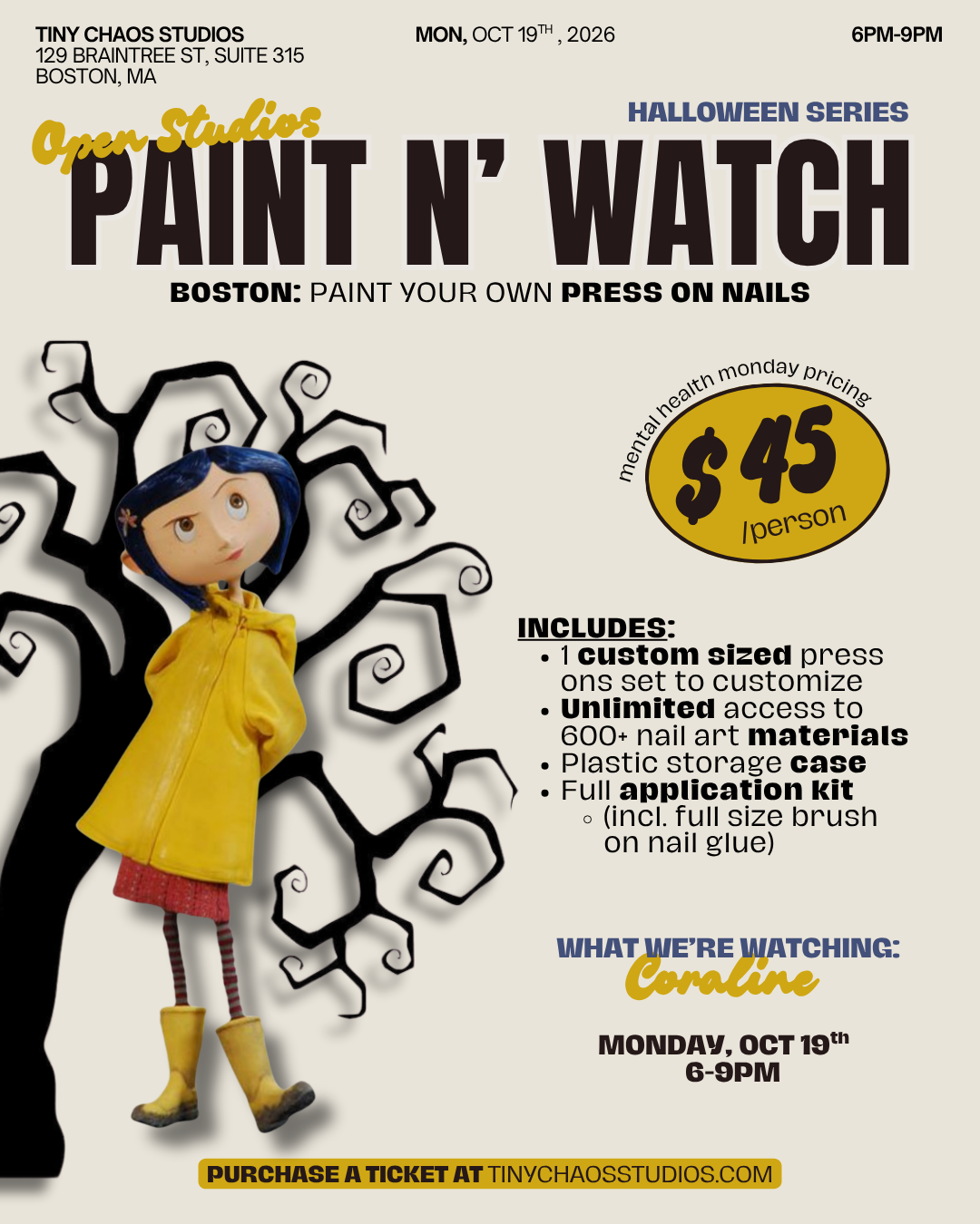 Paint n' Watch: Coraline - Open Studios