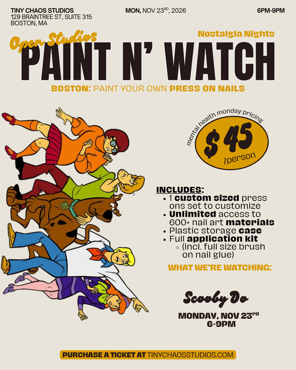 Paint n' Watch flyer – Scooby Do, Mon Nov 23, 6–9 PM